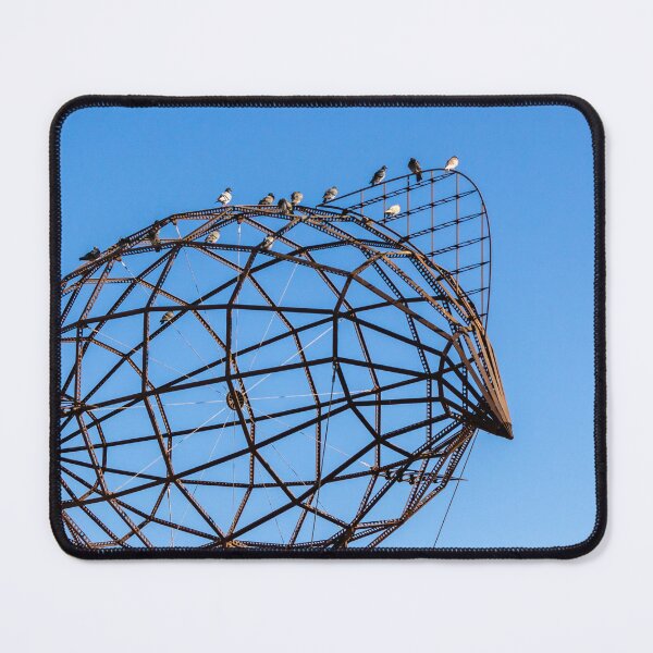 Item preview, Rusty Geometric Metal Sculpture With Perched Birds Against Clear Blue Sky, Urban Art designed and sold by Nmallia.