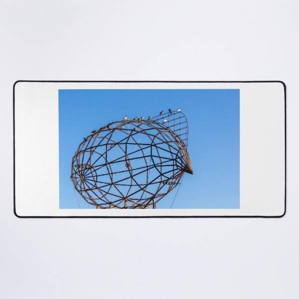 Item preview, Rusty Geometric Metal Sculpture With Perched Birds Against Clear Blue Sky, Urban Art designed and sold by Nmallia.
