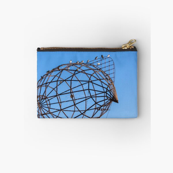 Item preview, Rusty Geometric Metal Sculpture With Perched Birds Against Clear Blue Sky, Urban Art designed and sold by Nmallia.
