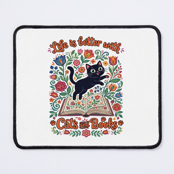 Item preview, Life Is Better With Cats And Books Black Cat Folk Art designed and sold by TeeARTHY.