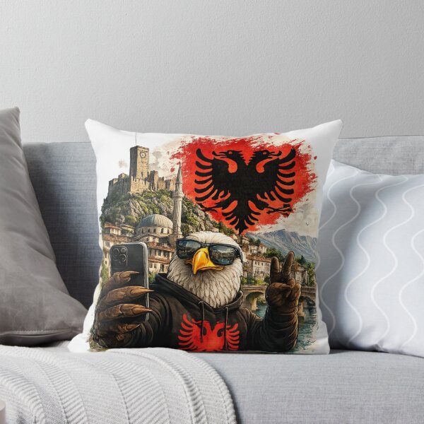 Item preview, Gráfico patriótico de ropa urbana con águila albanesa designed and sold by NorthPeak Studio.