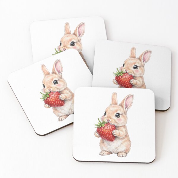 Item preview, Cute Bunny Rabbit Eating Strawberry  designed and sold by TeeARTHY.