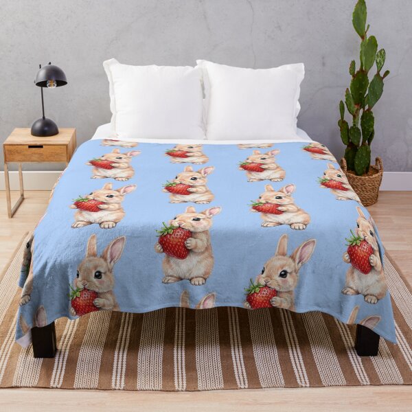 Item preview, Cute Bunny Rabbit Eating Strawberry designed and sold by TeeARTHY.
