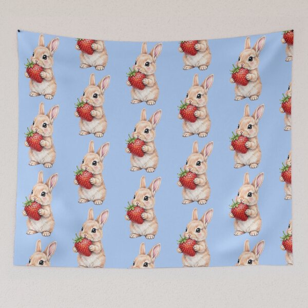 Item preview, Cute Bunny Rabbit Eating Strawberry  designed and sold by TeeARTHY.