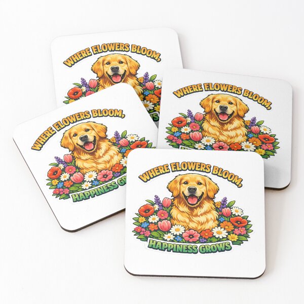 Item preview, Where Flowers Bloom Happiness Grows Golden Retriever Floral Garden Sticker | Cute Dog Lover Gift designed and sold by Sahil Randhawa.