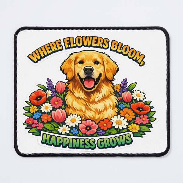 Item preview, Where Flowers Bloom Happiness Grows Golden Retriever Floral Garden Sticker | Cute Dog Lover Gift designed and sold by Sahil Randhawa.