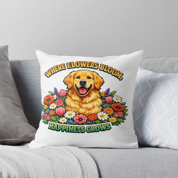 Item preview, Where Flowers Bloom Happiness Grows Golden Retriever Floral Garden Sticker | Cute Dog Lover Gift designed and sold by Sahil Randhawa.