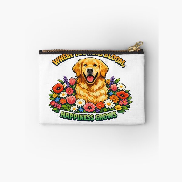 Item preview, Where Flowers Bloom Happiness Grows Golden Retriever Floral Garden Sticker | Cute Dog Lover Gift designed and sold by Sahil Randhawa.
