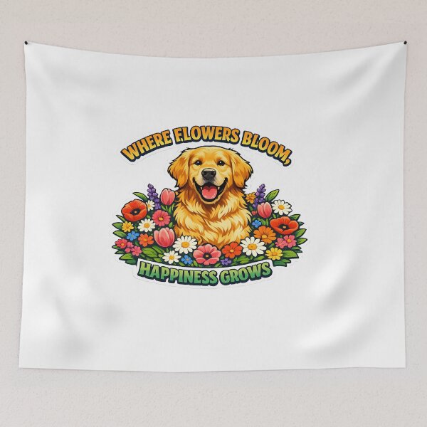Item preview, Where Flowers Bloom Happiness Grows Golden Retriever Floral Garden Sticker | Cute Dog Lover Gift designed and sold by Sahil Randhawa.