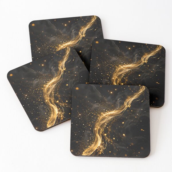 Item preview, Embers of Silence | Luxury Black & Gold Abstract Art designed and sold by bauschberts.
