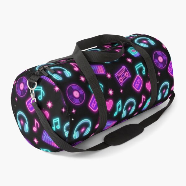 Item preview, Neon Retro Music Pattern with Vinyl Records, Headphones, Cassette & Musical Notes designed and sold by Joyfulfabric.
