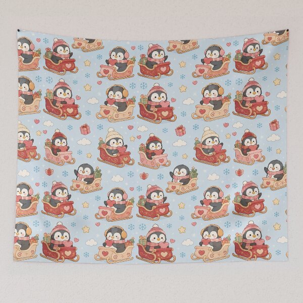 Item preview, Penguin Love Sleigh Pattern designed and sold by Soft Berry Studio.