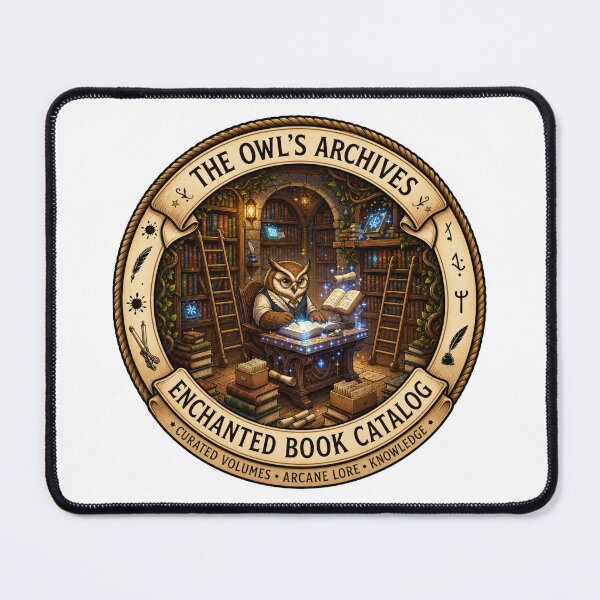 Item preview, The Owl's Archives | Enchanted Book Catalog | Magical Library Owl | Fantasy Librarian | Book Lover Gift designed and sold by MrDev.