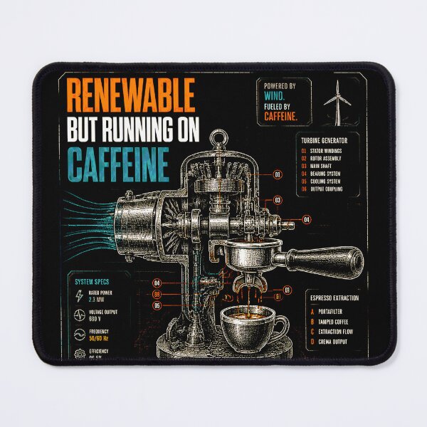 Item preview, Renewable But Running On Caffeine Espresso Windtech Mashup designed and sold by RoyalOrderGallery.