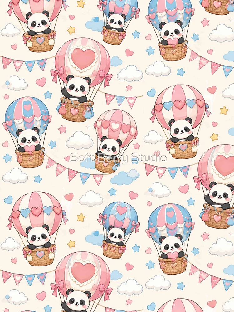 Thumbnail 4 of 4, iPhone Case, Panda Heart Balloon Ride Pattern designed and sold by Soft Berry Studio.
