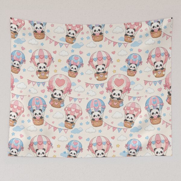 Item preview, Panda Heart Balloon Ride Pattern designed and sold by Soft Berry Studio.