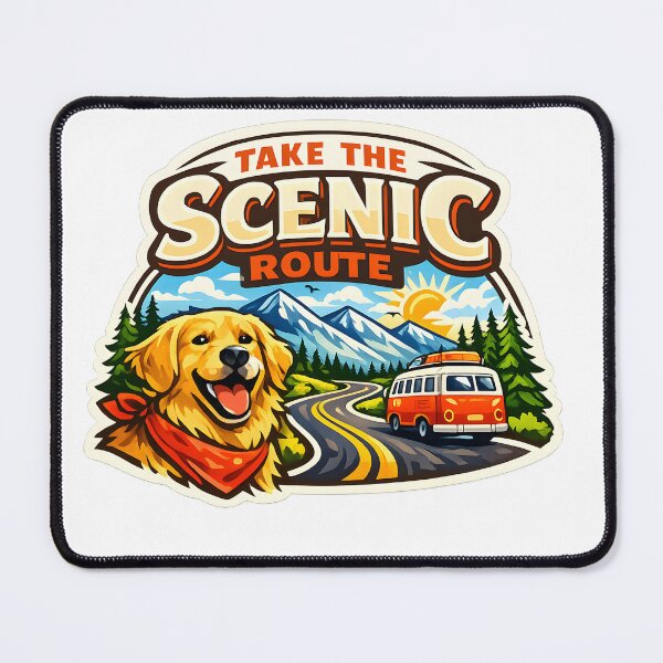 Item preview, Take The Scenic Route Golden Retriever Sticker | Road Trip Dog Camping Adventure Gift designed and sold by Sahil Randhawa.