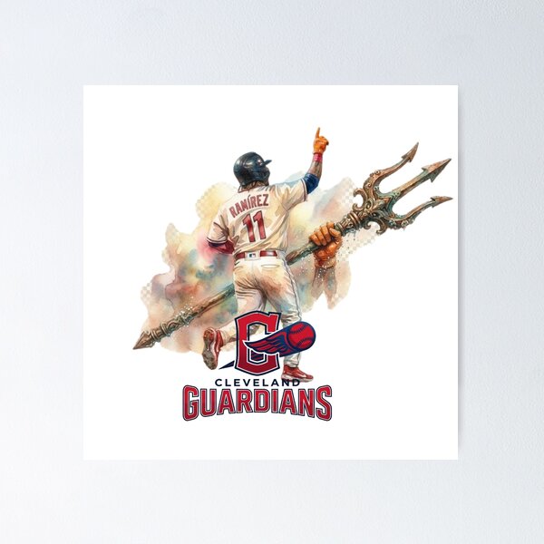 Item preview, Cleveland Guardians José Ramírez Watercolor Trident Art designed and sold by Cucuzeus.