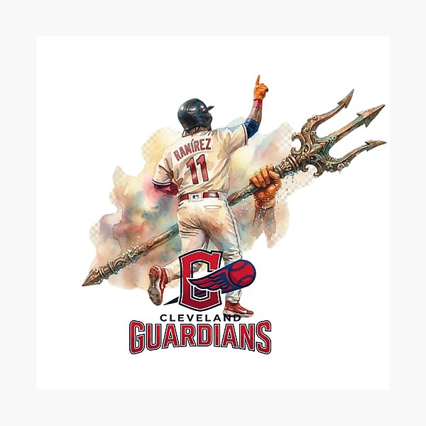 Item preview, Cleveland Guardians José Ramírez Watercolor Trident Art designed and sold by Cucuzeus.