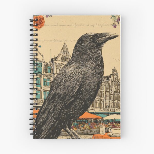 Item preview, Raven Among Flowers and Vintage European Market designed and sold by CoffeeinBloom.