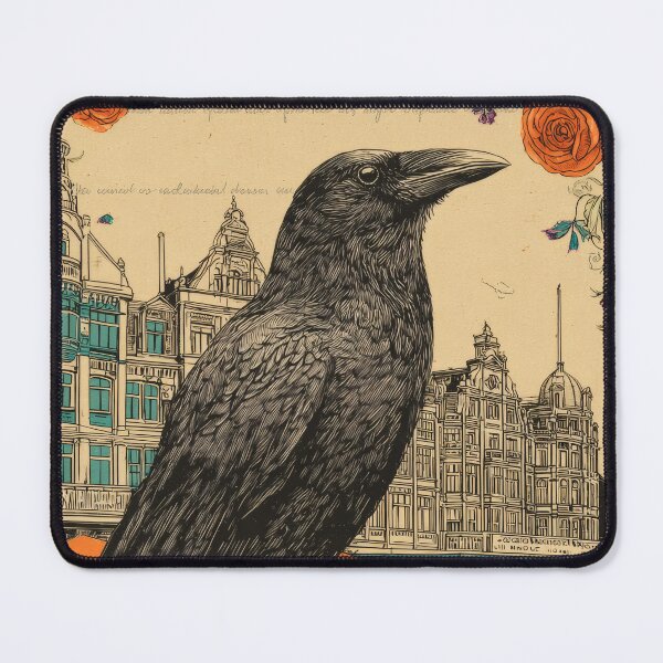 Item preview, Raven Among Flowers and Vintage European Market designed and sold by CoffeeinBloom.