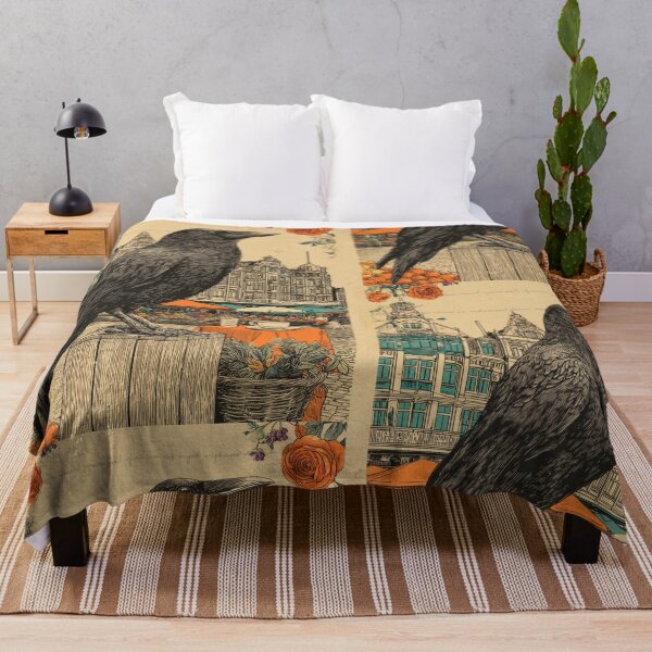 Item preview, Raven Among Flowers and Vintage European Market designed and sold by CoffeeinBloom.
