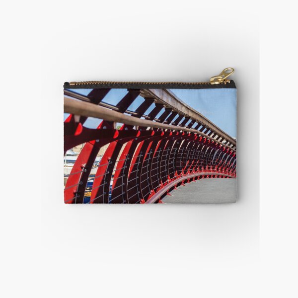 Item preview, Curved Red Pedestrian Bridge Railing Over Marina With Modern Architectural Lines And Dramatic Perspective designed and sold by Nmallia.