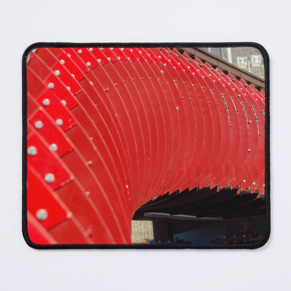 Item preview, Curved Red Pedestrian Bridge Railing Over Marina With Modern Architectural Lines And Dramatic Perspective designed and sold by Nmallia.