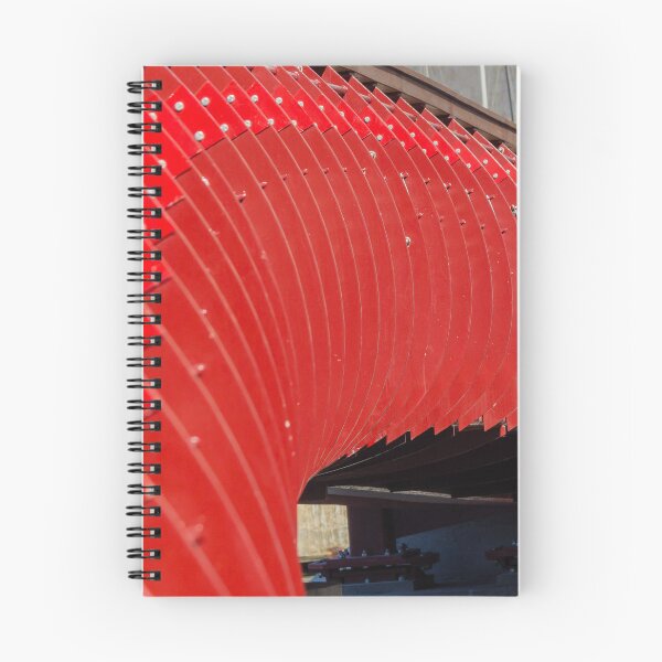 Item preview, Curved Red Pedestrian Bridge Railing Over Marina With Modern Architectural Lines And Dramatic Perspective designed and sold by Nmallia.
