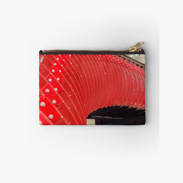 Item preview, Curved Red Pedestrian Bridge Railing Over Marina With Modern Architectural Lines And Dramatic Perspective designed and sold by Nmallia.