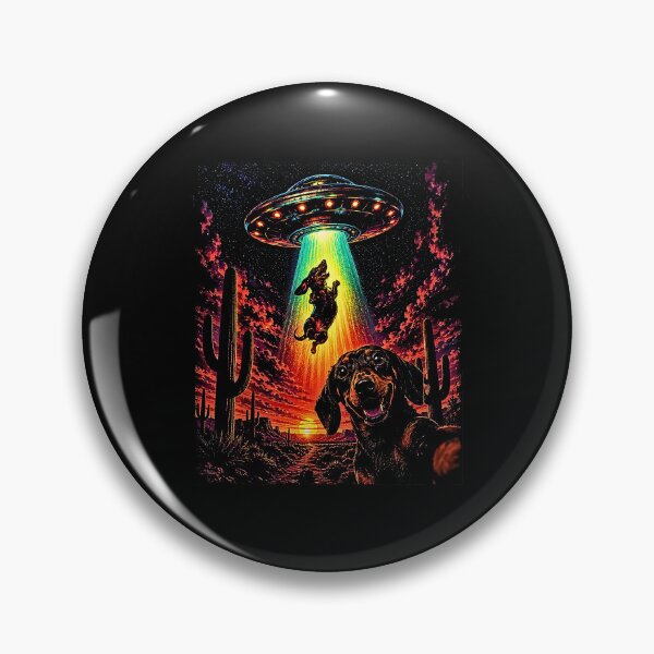 Item preview, Funny Dachshund UFO Alien Abduction Desert Sunset designed and sold by Rahamkshop.