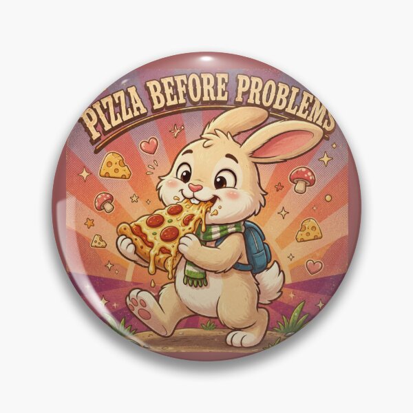Item preview, Pizza Before Problems Funny Bunny Pizza Lover Retro Vintage Cute Rabbit Eating Pepperoni Pizza Cartoon designed and sold by HOUSE OF TIST.