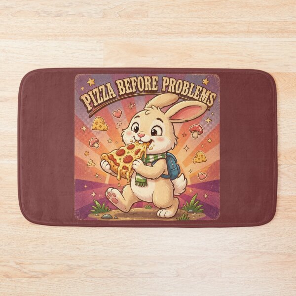 Item preview, Pizza Before Problems Funny Bunny Pizza Lover Retro Vintage Cute Rabbit Eating Pepperoni Pizza Cartoon designed and sold by HOUSE OF TIST.