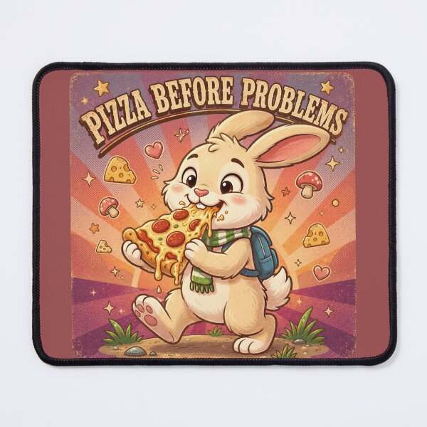 Item preview, Pizza Before Problems Funny Bunny Pizza Lover Retro Vintage Cute Rabbit Eating Pepperoni Pizza Cartoon designed and sold by HOUSE OF TIST.