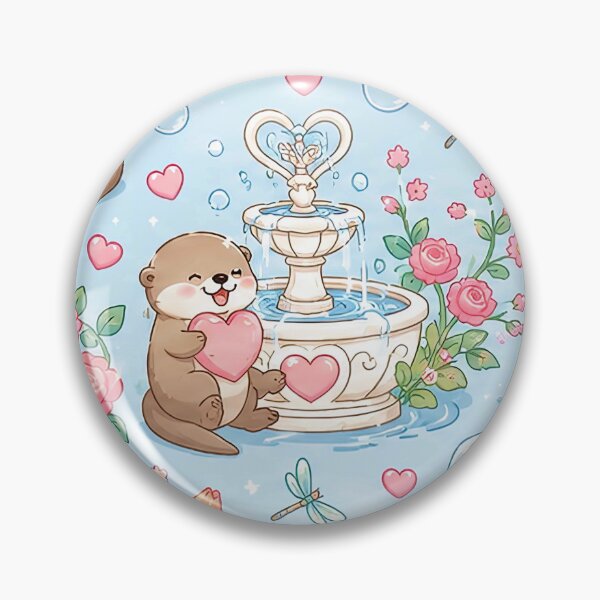 Item preview, Otter Heart Garden Fountain Pattern designed and sold by Soft Berry Studio.