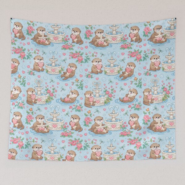 Item preview, Otter Heart Garden Fountain Pattern designed and sold by Soft Berry Studio.