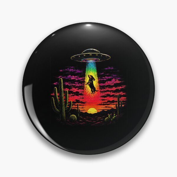 Item preview, Funny Dachshund UFO Alien Abduction Desert Sunset designed and sold by Rahamkshop.