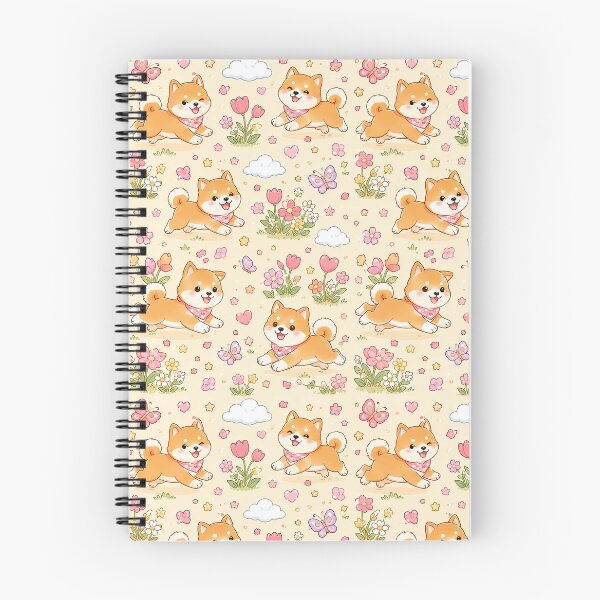 Item preview, Shiba Inu Heart Flower Field Pattern designed and sold by Soft Berry Studio.