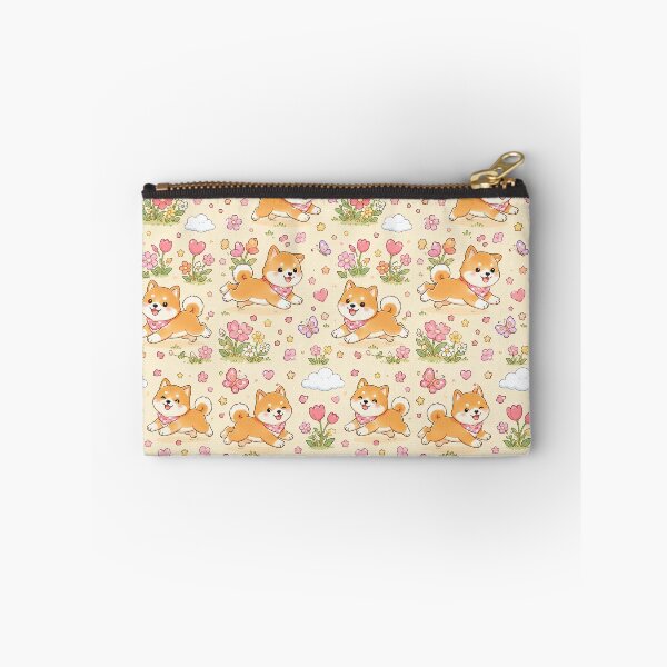 Item preview, Shiba Inu Heart Flower Field Pattern designed and sold by Soft Berry Studio.
