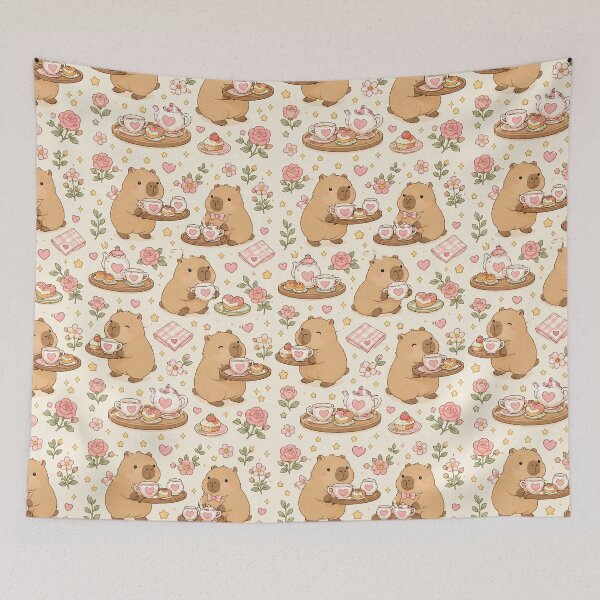 Item preview, Capybara Love Tea Tray Pattern designed and sold by Soft Berry Studio.