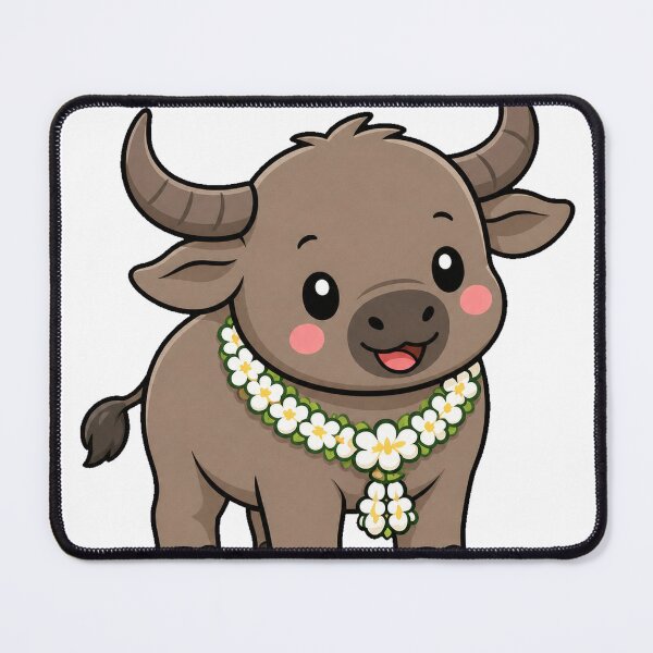 Item preview, Cute Thai Water Buffalo with Jasmine designed and sold by Doodle Planet.
