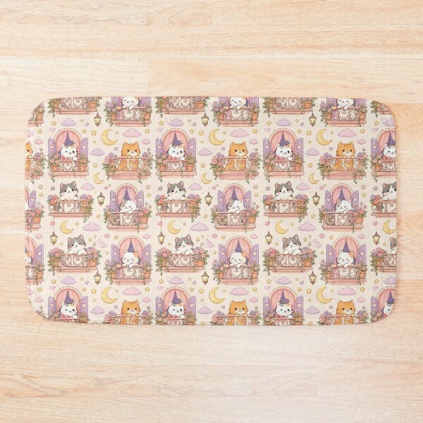 Item preview, Cozy Cat Heart Balcony Pattern designed and sold by Soft Berry Studio.