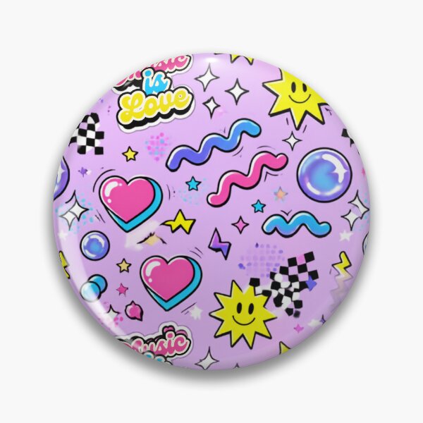 Item preview, Cute Y2K Music Is Love Seamless Pattern – Kawaii Hearts, Smiley Stars & Retro Sticker Design designed and sold by Joyfulfabric.
