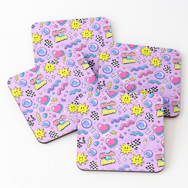 Item preview, Cute Y2K Music Is Love Seamless Pattern – Kawaii Hearts, Smiley Stars & Retro Sticker Design designed and sold by Joyfulfabric.