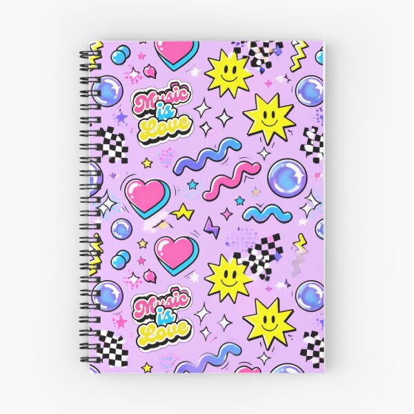 Item preview, Cute Y2K Music Is Love Seamless Pattern – Kawaii Hearts, Smiley Stars & Retro Sticker Design designed and sold by Joyfulfabric.