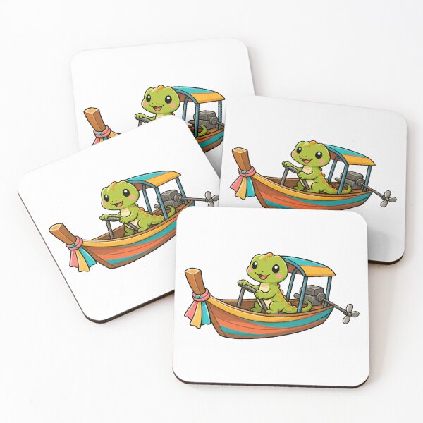 Item preview, Gecko Driving a Thai Long-Tail Boat designed and sold by Doodle Planet.