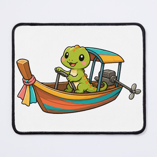 Item preview, Gecko Driving a Thai Long-Tail Boat designed and sold by Doodle Planet.