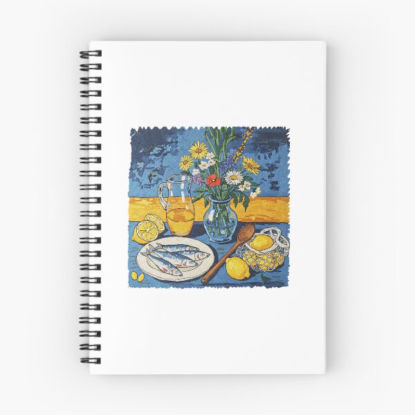 Item preview, Mediterranean Still Life Lemons Flowers And Fish Oil Painting designed and sold by TeeARTHY.