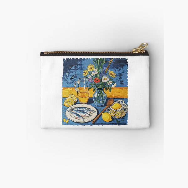 Item preview, Mediterranean Still Life Lemons Flowers And Fish Oil Painting designed and sold by TeeARTHY.