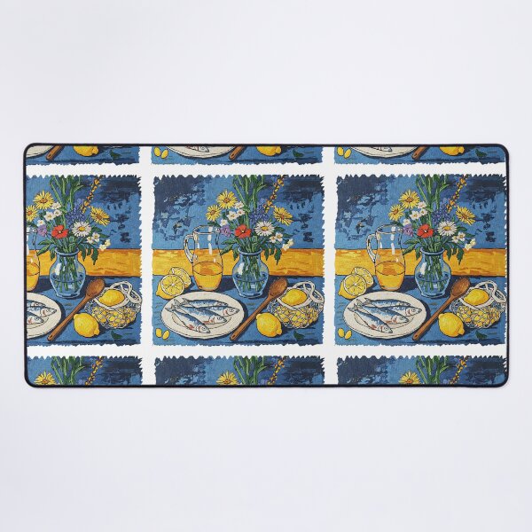 Item preview, Mediterranean Still Life Lemons Flowers And Fish Oil Painting designed and sold by TeeARTHY.